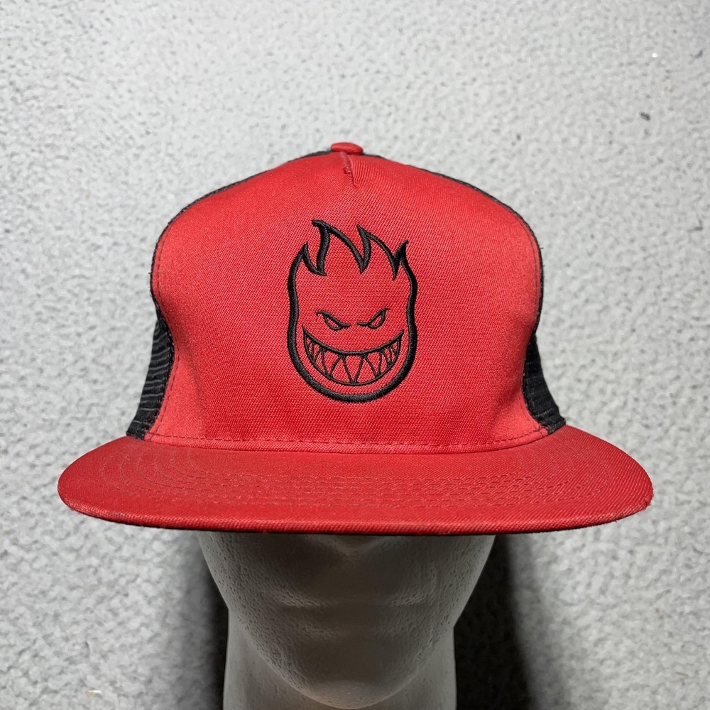Vintage Spitfire Bighead Hat Cap Snap Back Red‎ Black Mesh Trucker Mens 90s